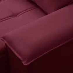 Sofá Retrátil 3 Lugares com Porta Copo 230cm Malta F05 Veludo Bordô -