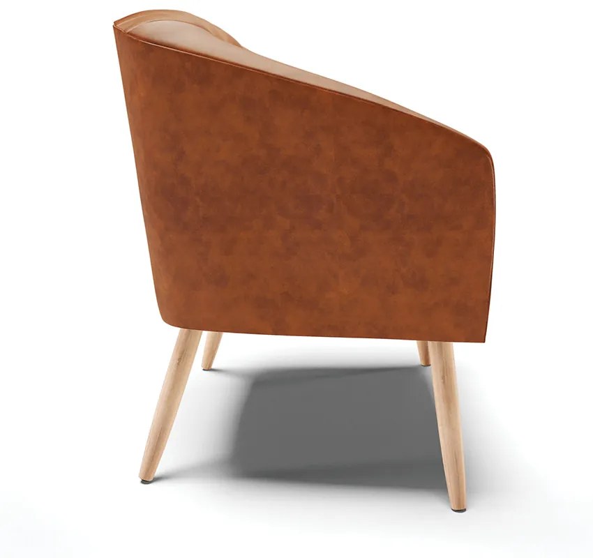 Poltrona Decorativa Pé Palito Natural kit 2 Stella Sintético PU Nozes D03 - D'Rossi