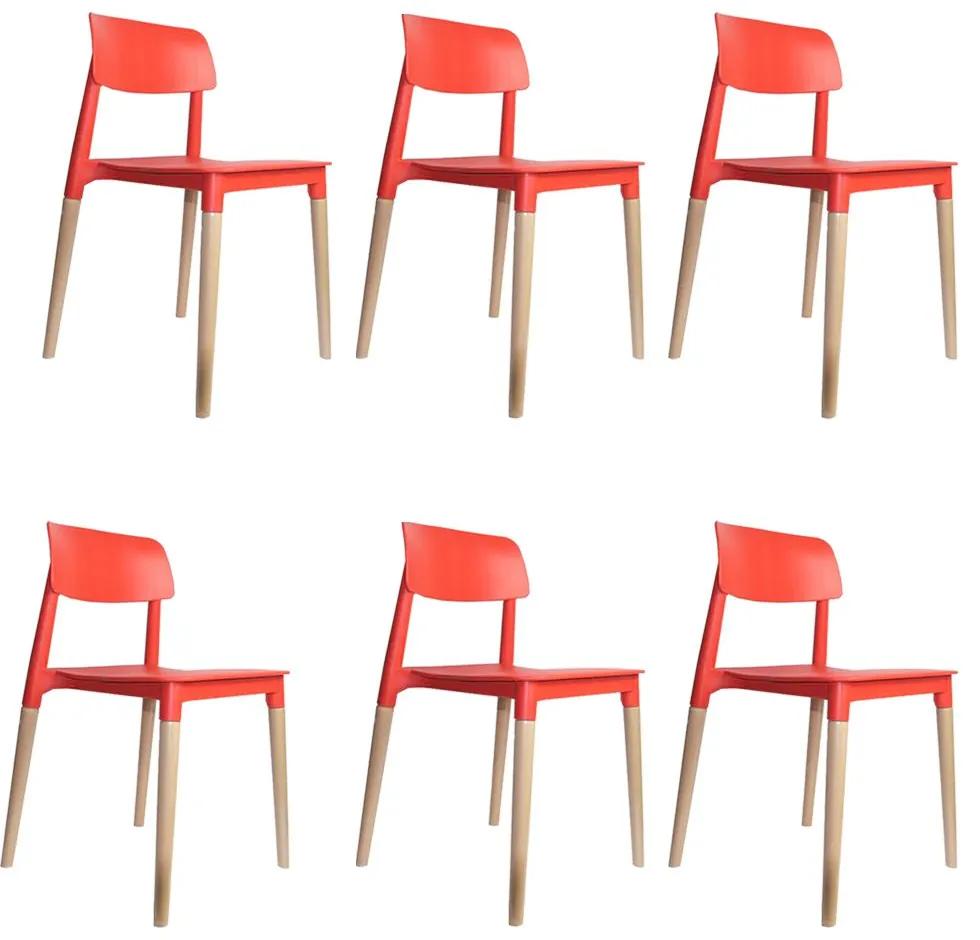 Kit 6 Cadeiras Decorativas Sala e Cozinha (PP) Viper Vermelha  G56 - Gran Belo