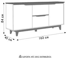 Buffet Aparador para Sala de Jantar 163cm Flow Preto - EJ Móveis