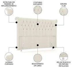 Cabeceira Cama Box Casal Queen 160cm Dust P02 Linho Creme - Mpozenato