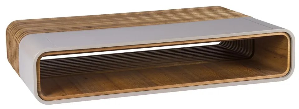 Mesa de Centro Leonie 2 Módulos Design Ripado e Madeira Tauari Estilo Contemporâneo