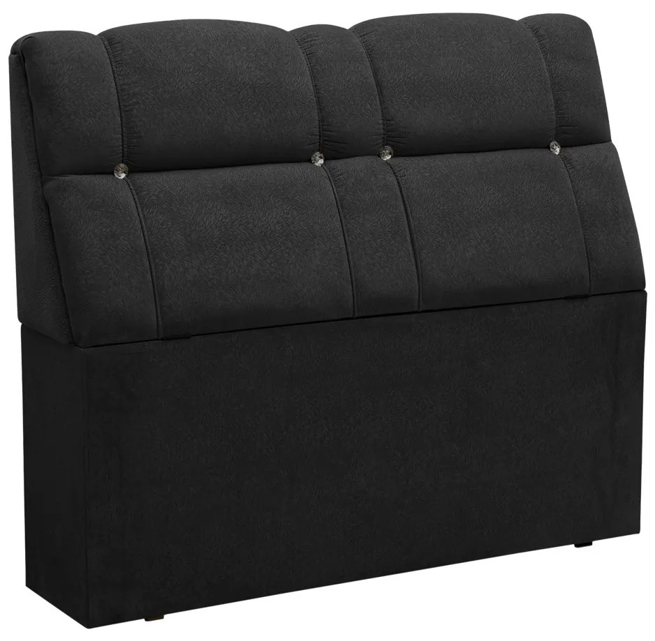 Cabeceira com baú Itália Cama Box Casal 140 cm Suede Preto D'Rossi