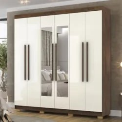 Guarda Roupa Casal 218cm Com Espelho Elegance Imbuia/Champanhe - Vila