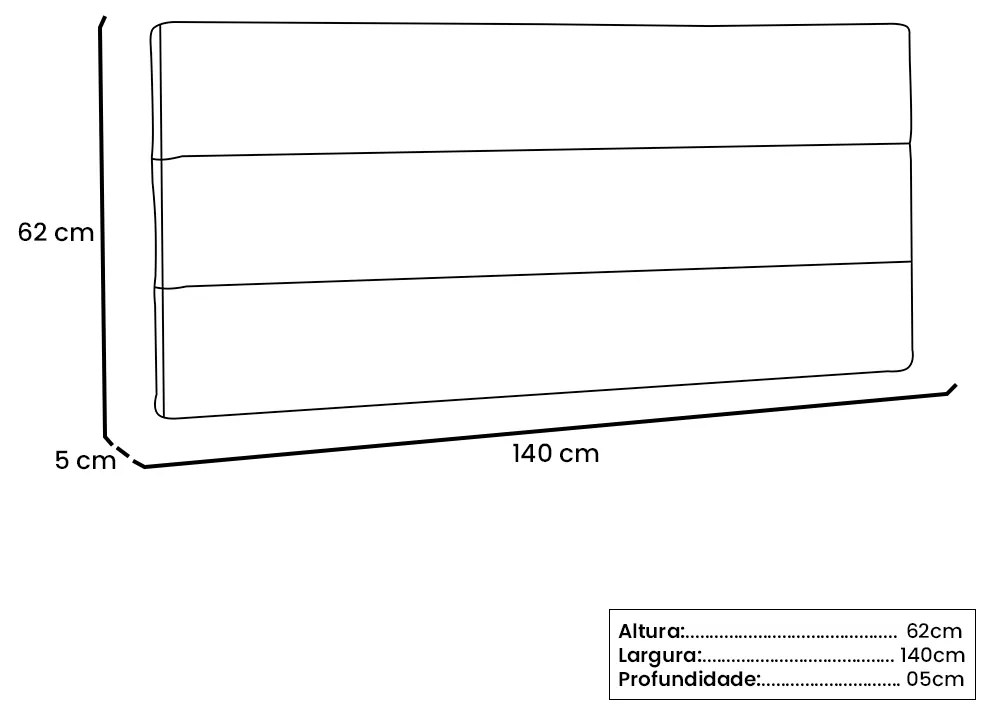 Cabeceira Painel La Italiana Para Cama Box Casal 140 cm Corino Preto - D'Rossi