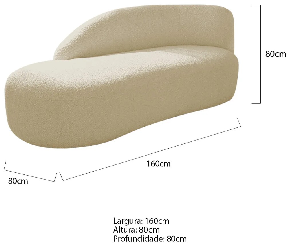 Kit Divã Luna 160cm Lado Esquerdo e 02 Poltronas Base de Ferro Dourado Suede