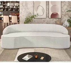 Sofá 5 Lugares para Sala de Estar Living 280cm Theo D06 Bouclê Creme -