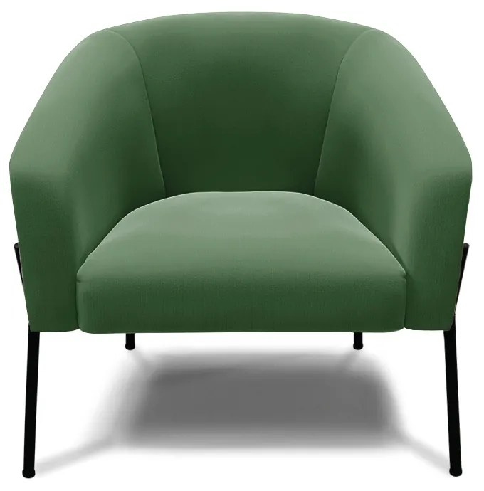 Poltrona Decorativa Pé de Ferro Preto Kit 2 Stella Suede D03 - D'Rossi - Verde