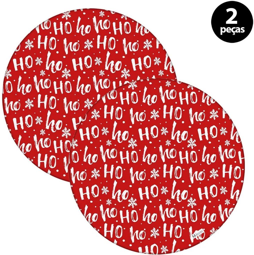 Capa para Sousplat Mdecore Natal Ho Ho Ho! Vermelho2pçs