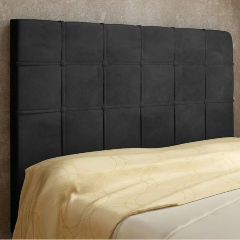 Cabeceira Veneza Cama Box King 195 cm Suede Preto D'Rossi