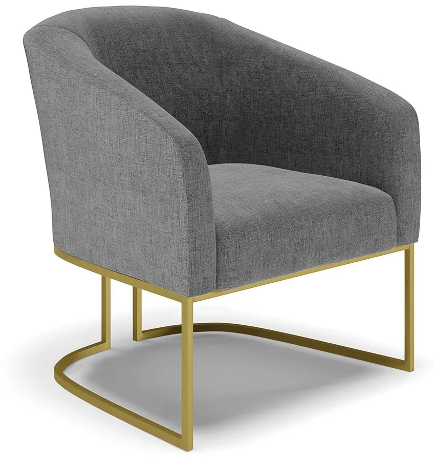 Namoradeira e 2 Poltronas Industrial Dourado Stella Linho Grafite D03 - D'Rossi