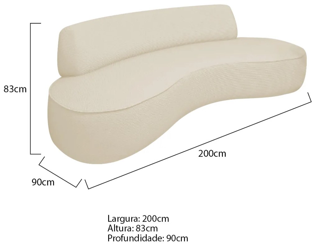 Sofá Curvo 200cm 2 Lugares e 2 Poltrona Amsterdã Linho