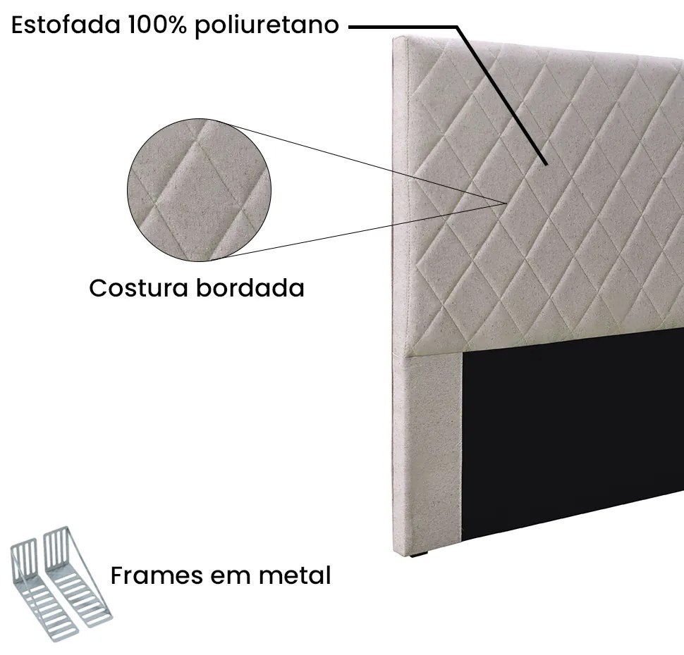 Cabeceira Cama Box Solteiro 90 cm Dubai Linho S04 - D'Rossi - Areia