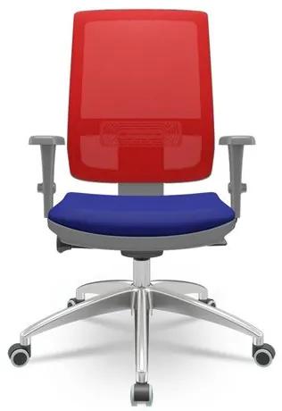 Cadeira Brizza Diretor Grafite Tela Vermelha com Assento Aero Azul Base Autocompensador Aluminio - 65760 Sun House