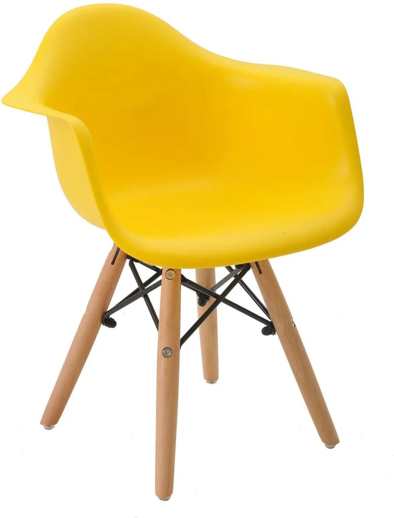 Cadeira Eiffel Infantil Com Braço Amarelo Base MADEIRA Rivatti