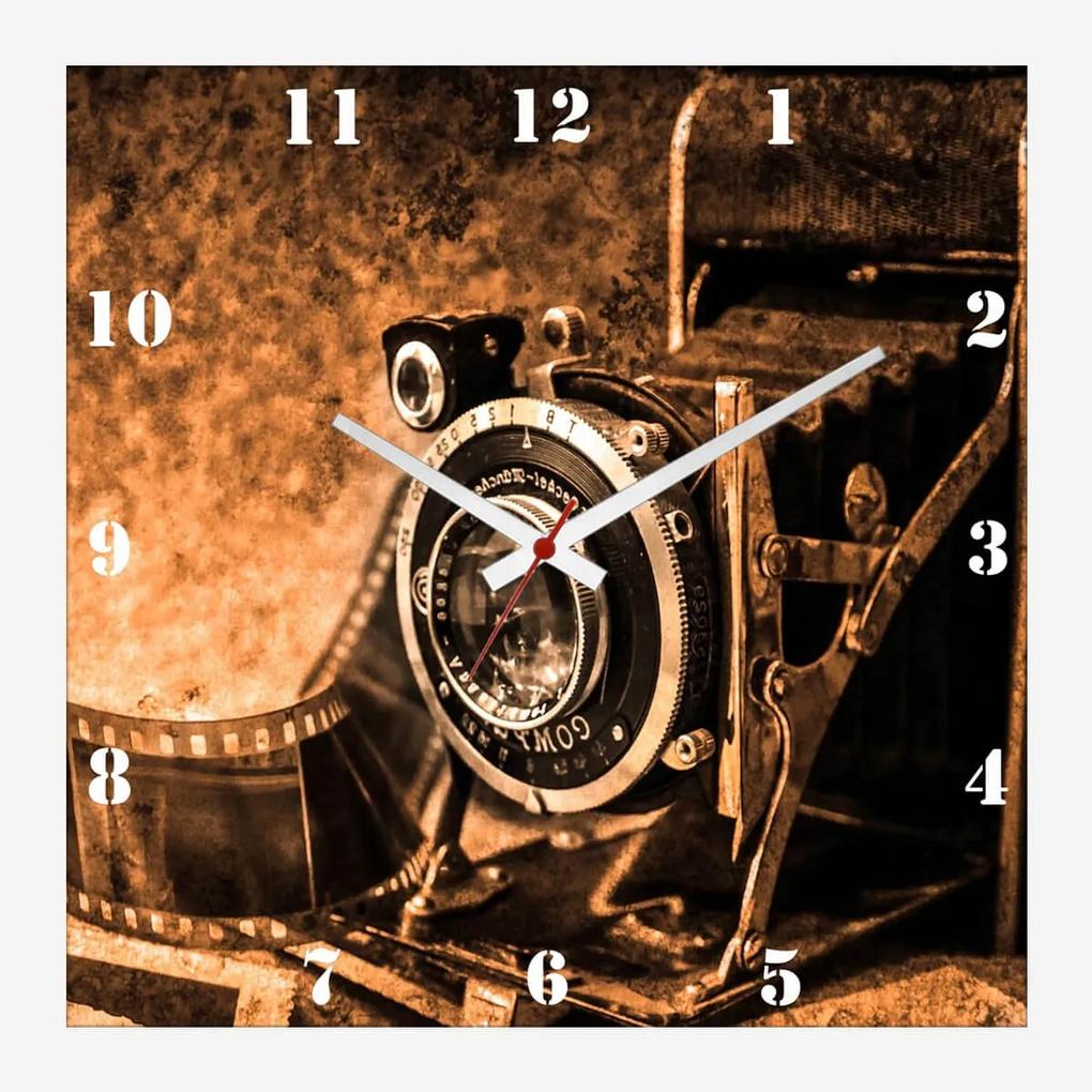 Relógio De Parede Vintage Decorativo Câmera Antiga 30x30cm