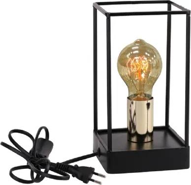 Luminária de Metal Preto e Dourado Com Lampada De Filamento 127V