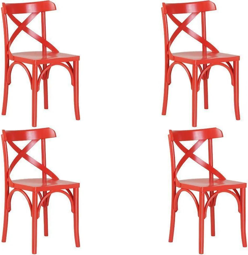 Kit 4 Cadeiras Decorativas Crift Vermelho - Gran Belo