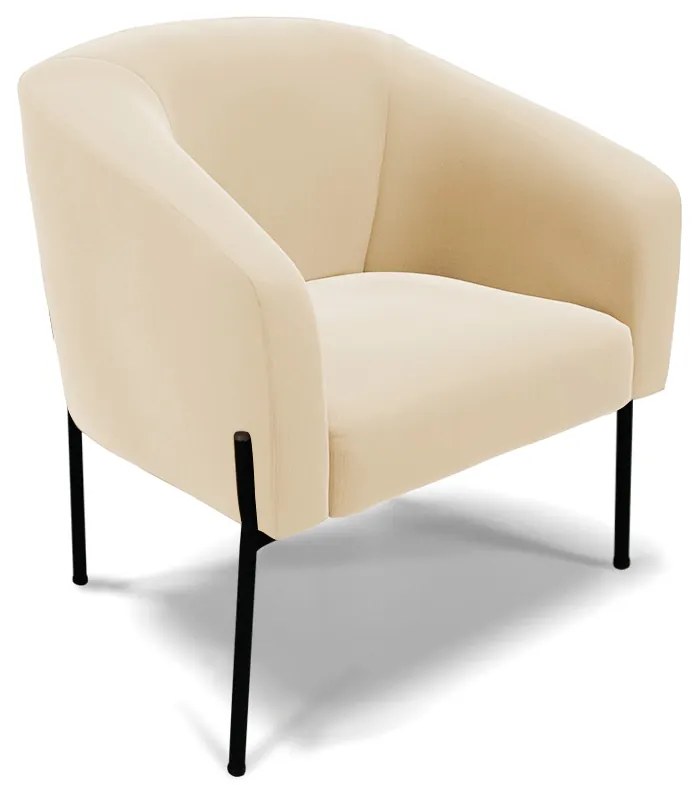 Namoradeira e 2 Poltronas Pé de Ferro Preto Stella Suede Bege D03 - D'Rossi