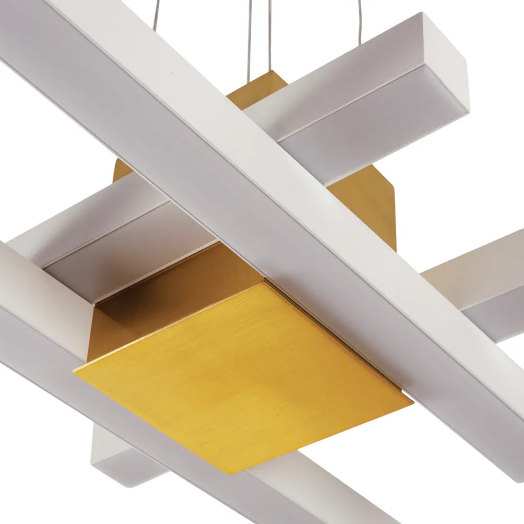 Pendente Lara 73X73Cm Led 48,8W Bivolt | Usina 19276/73 (CP-M - Champagne Metálico, 4000k)