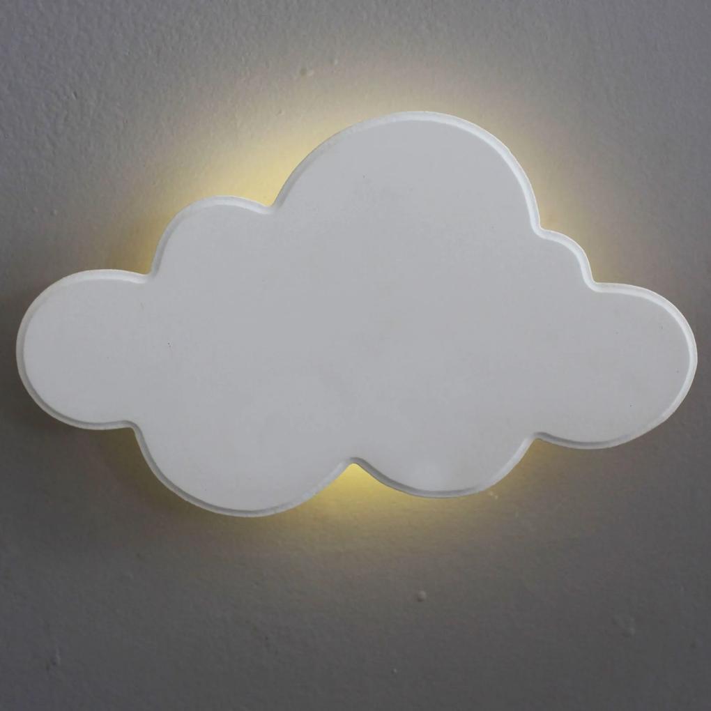 Nuvem Luminária MDF Branca Grande com LED com Luz Quente