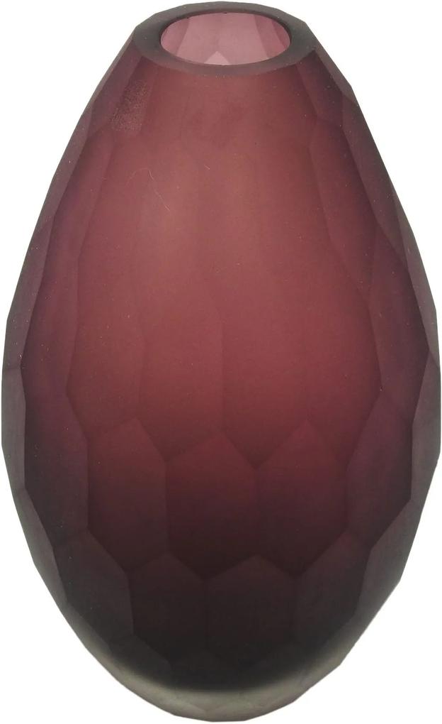 Vaso Decorativo Roxo Fosco em Vidro Facetado - 24x13x13cm