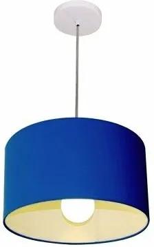 Lustre Pendente Cilíndrico Md-4031 Cúpula em Tecido 40x21cm Azul Marinho - Bivolt