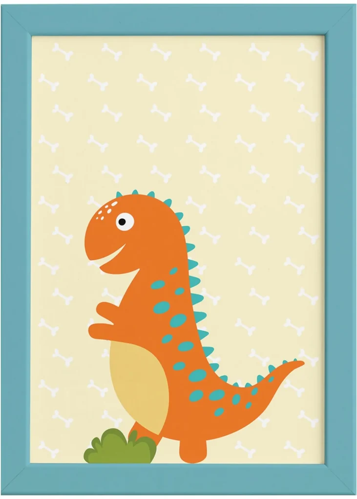 Quadro infantil desenho dinossauro azul DINO