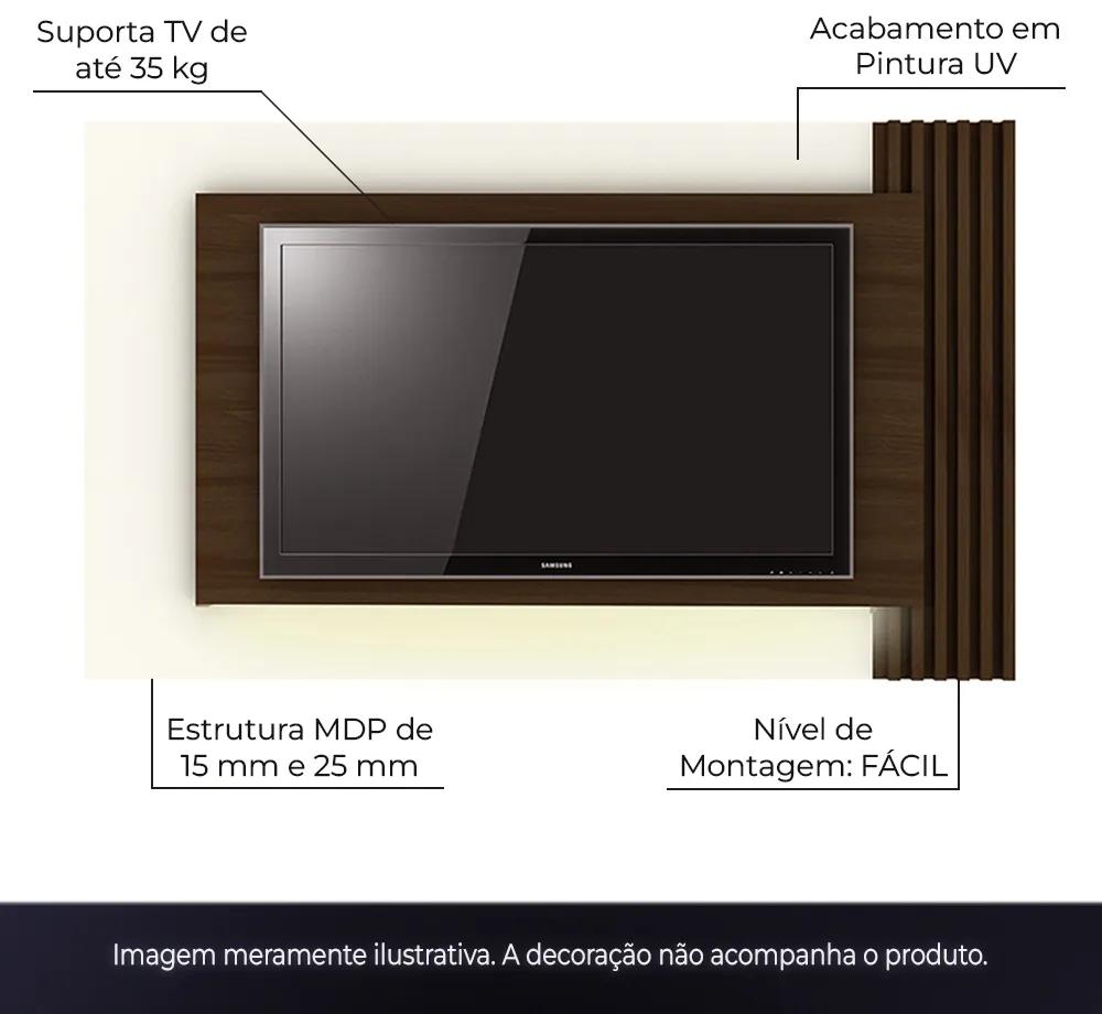 Painel Home para TV até 65 com LED Sala de Estar PL3003 Capuccino/Off White G69 - Gran Belo