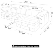 Sofá Retrátil 3 Lugares Para Sala 297cm Dijon Couro Bordô S07 - Mpozen
