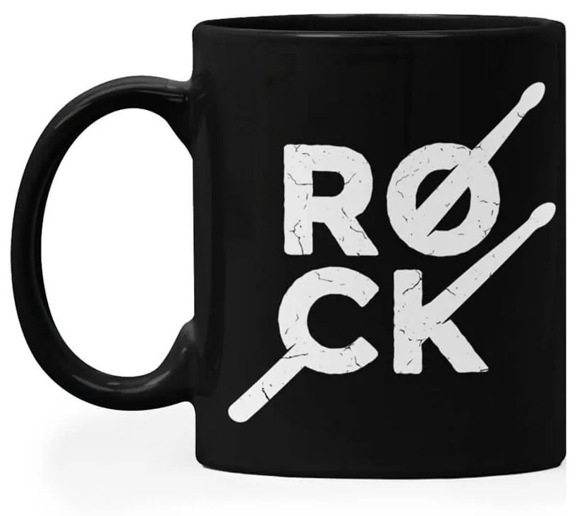 Caneca Rock Baquetas Preta Café Chá e Cerveja