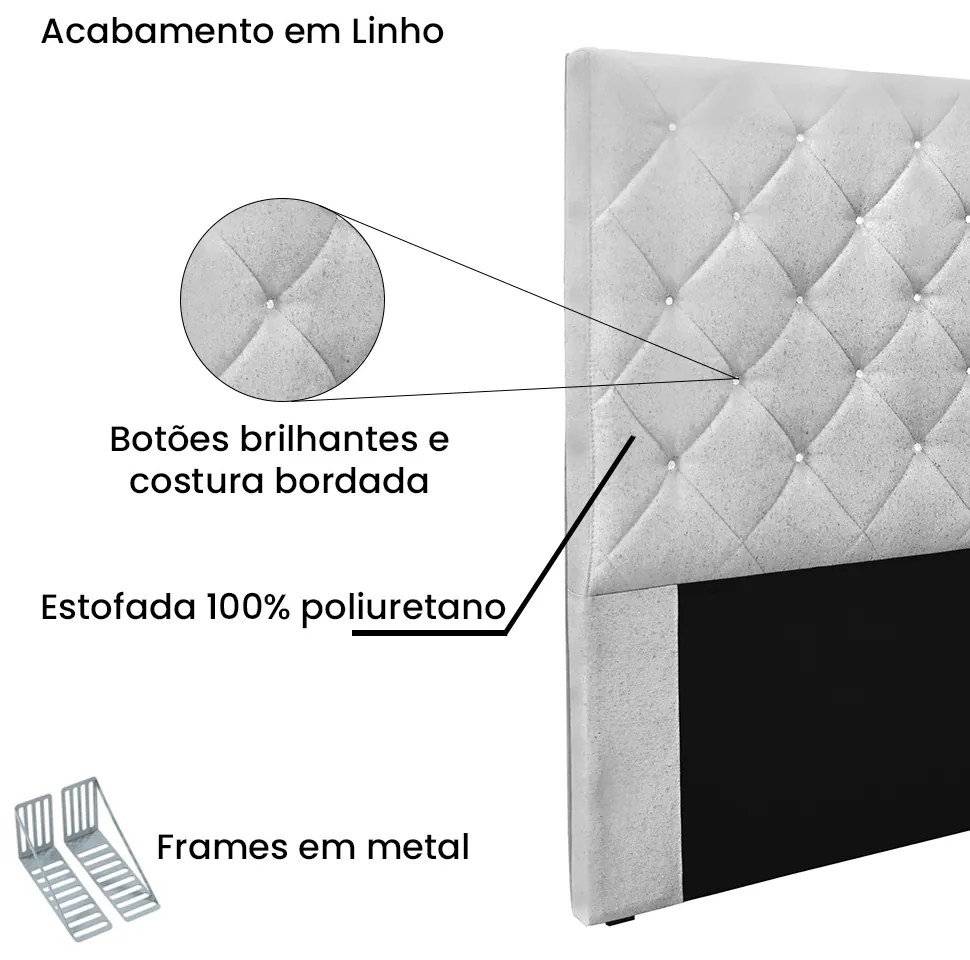 Cabeceira Cama Box Solteiro 90 cm Tania Linho S04 - D'Rossi - Grigio