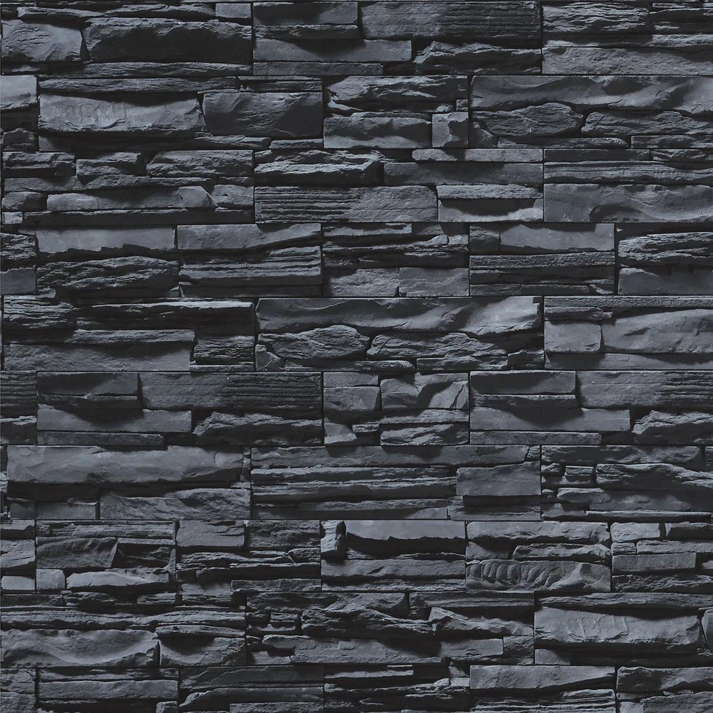Papel de parede adesivo pedra canjiquinha preta