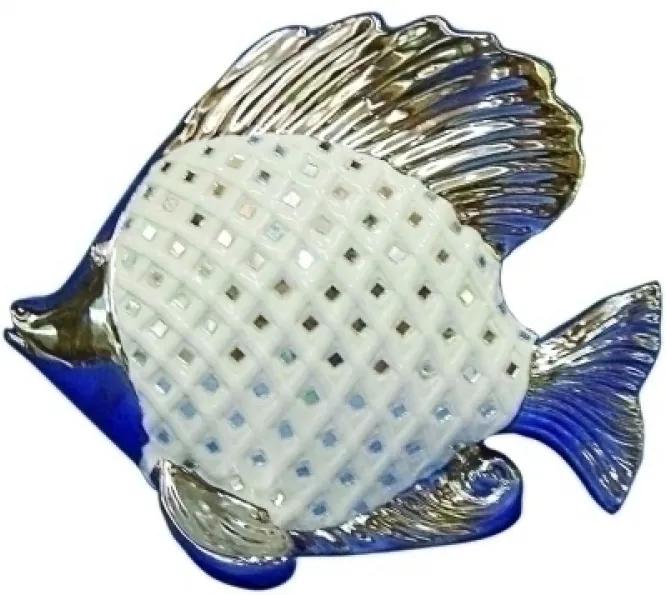escultura peixe BISCAYNE cerâmica branca 28cm Ilunato NA0457