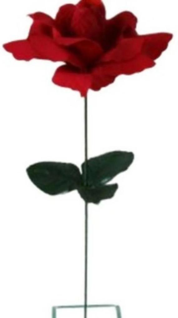 Rosa aveludada vermelha com 1 galho 37cm H8