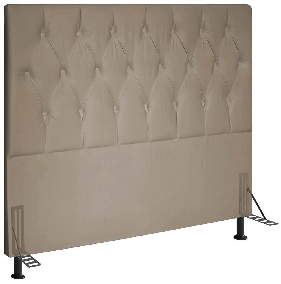 Cabeceira Topázio Para Cama Box King 195 cm Suede - D'Rossi - Bege