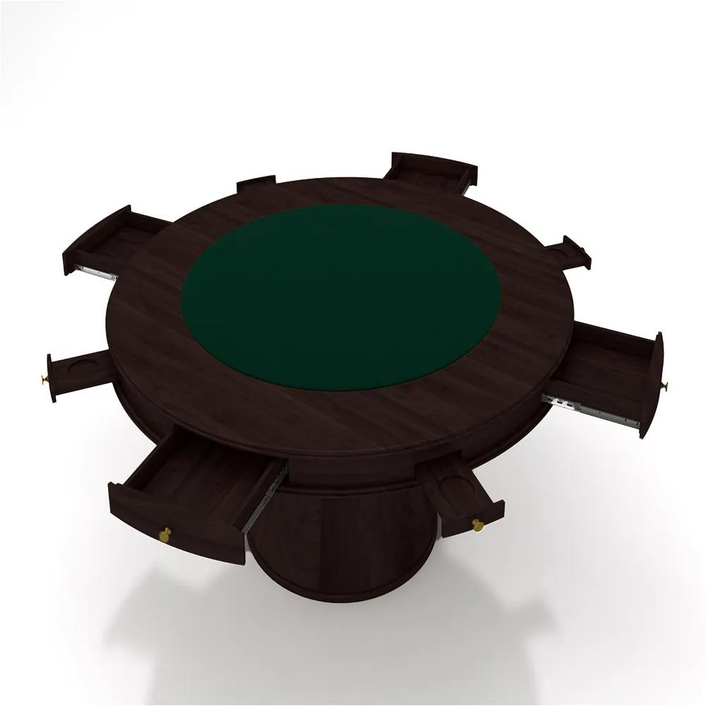 Conjunto Mesa de Jogos Carteado Bellagio Tampo Reversível e 4 Cadeiras Madeira Poker Base Cone Veludo Rosê/Tabaco G42 - Gran Belo