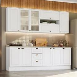 Cozinha Modulada Completa 240cm Com Portas de Vidro Americana Branco H