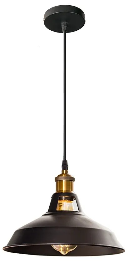 Lustre pendente luminária cilíndrico estilo retro vintage - Preto