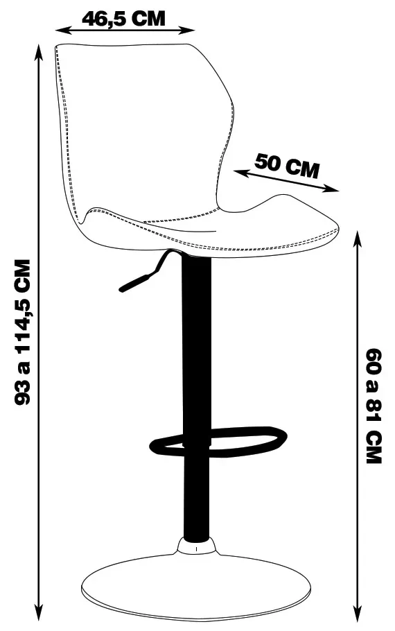 Banqueta Base Aço Giratória Naboo Com Regulagem de Altura PU Cinza Chumbo G56 - Gran Belo
