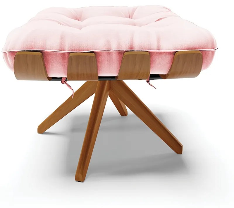 Puff Giratório Costela kit 2 Suede Rosa Bebê Base de Madeira MA30 M11 - D'Rossi