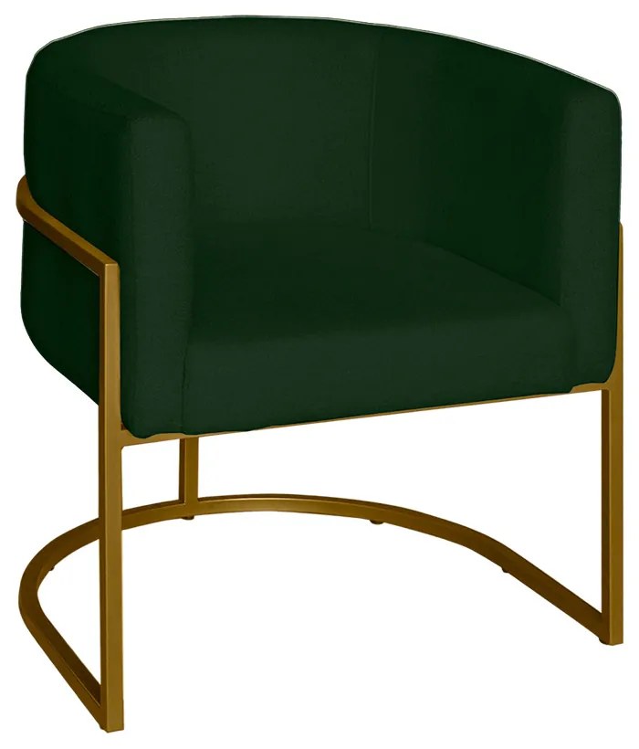 Poltrona Base Industrial Dourado Sala de Estar Lety Veludo Verde S05 - D'Rossi