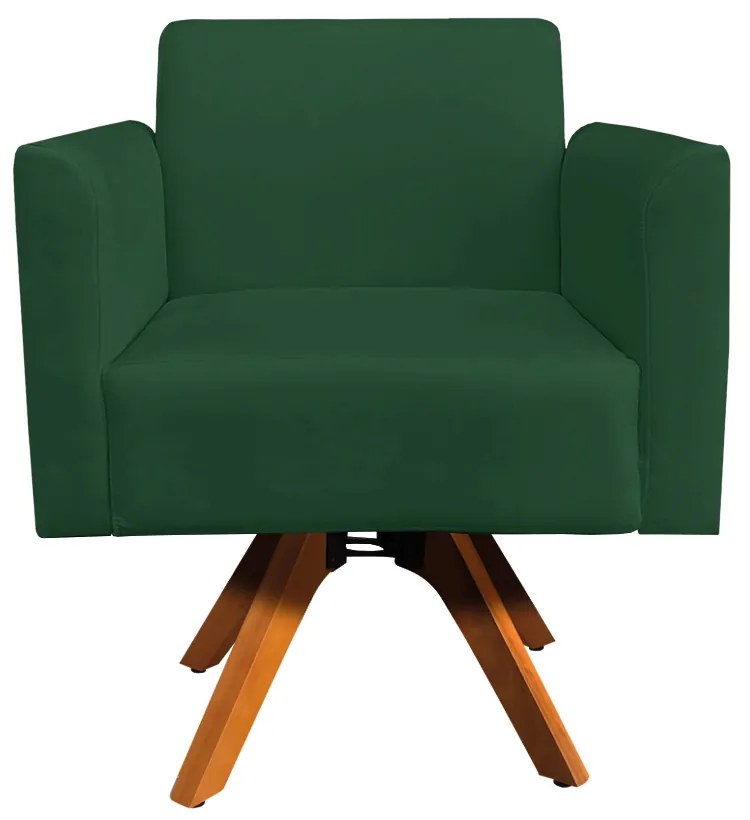 Kit 02 Poltronas Giratória Marisa Suede Verde Base Madeira MM30 D'Rossi