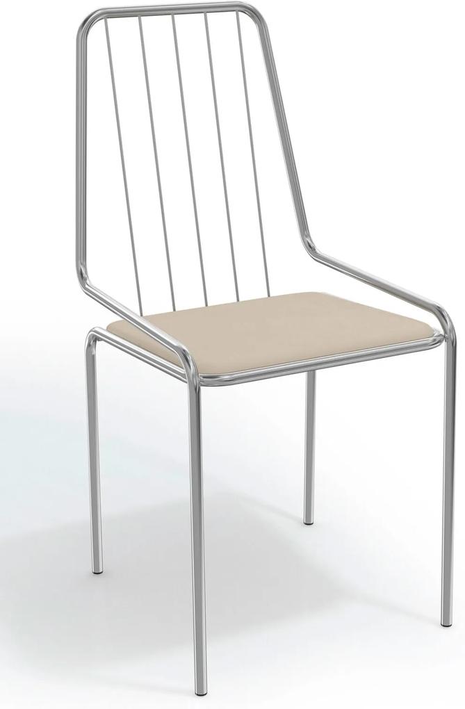Cadeira Benim Cromada De Metal Nude Kappesberg Prata/Bege