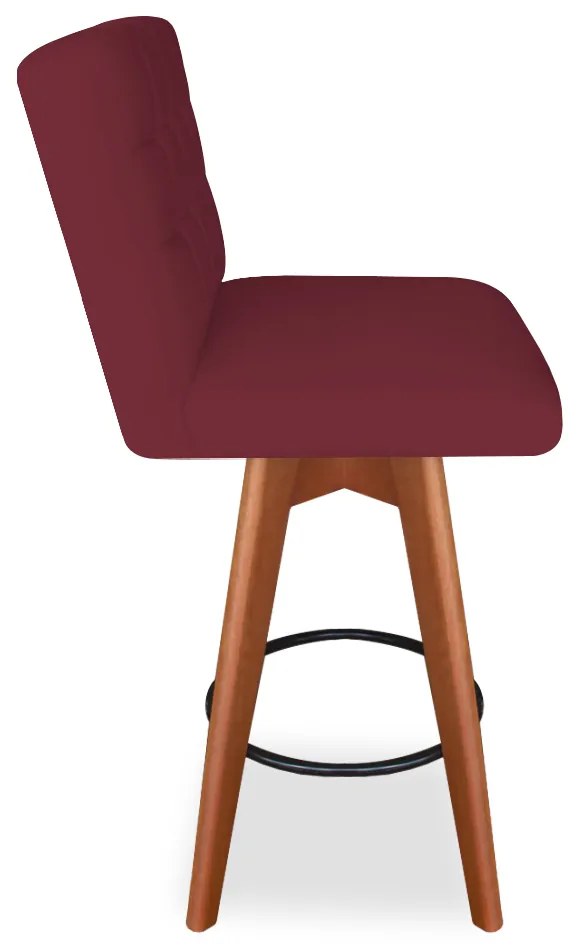 Banqueta Alta Sueli Com Base Giratória Suede Bordo