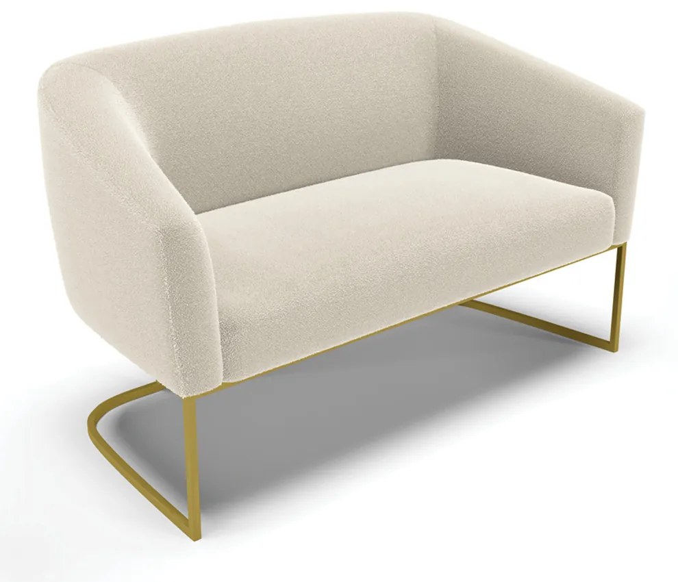 Sofá 2 Lugares Namoradeira Industrial Dourado Stella Bouclê D03 - D'Rossi - Bege