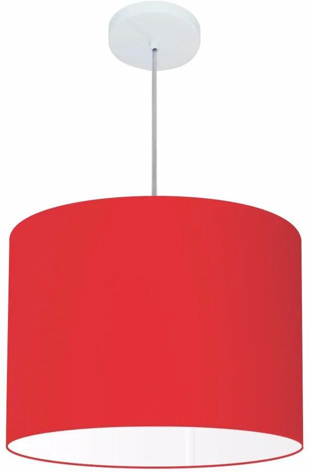 Lustre Pendente Cilíndrico Md-4146 Cúpula em Tecido 40x30cm Vermelho - Bivolt