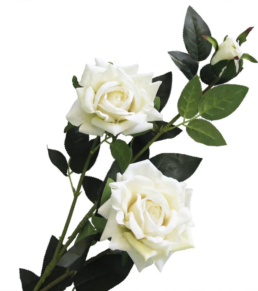Galho Haste Rosa Branca Flor Artificial 95cm Parece Natural | BIANO