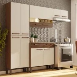 Cozinha Compacta Com Balcão 221cm Vivian Nogueira/Off White Z06 - Mpoz