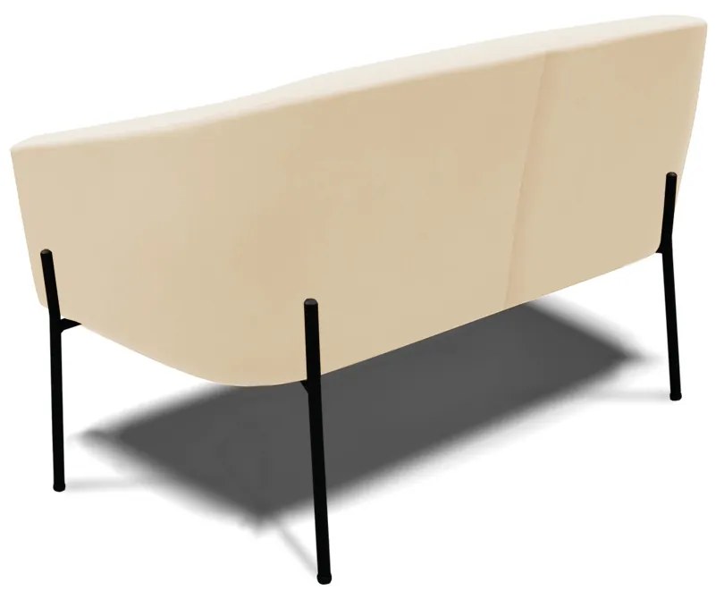 Namoradeira e 2 Poltronas Pé de Ferro Preto Stella Suede Bege D03 - D'Rossi